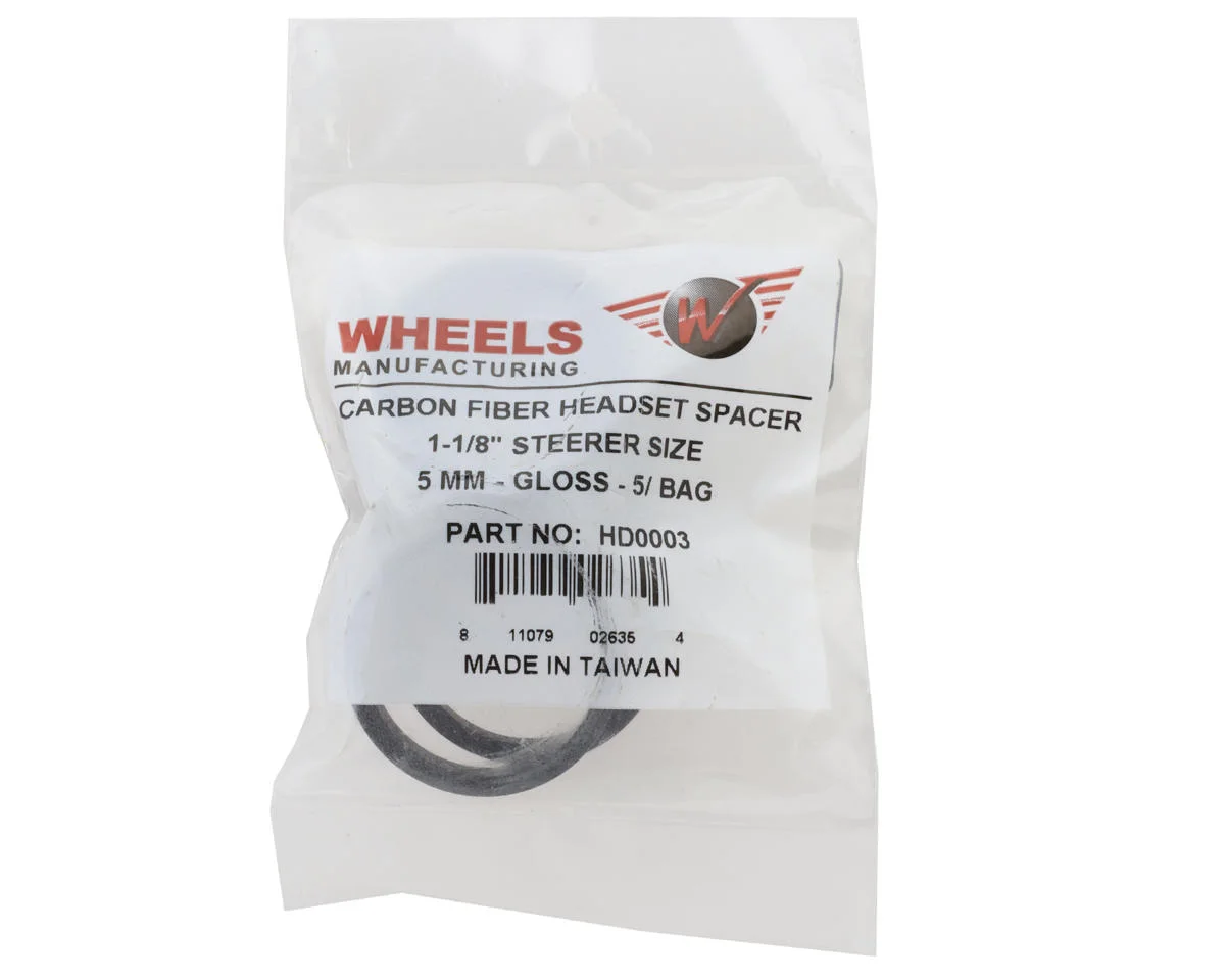 Wheels Manufacturing Carbon Headset Spacers (Gloss Black) (1-1/8") (5mm) (5 Pack) - view 2